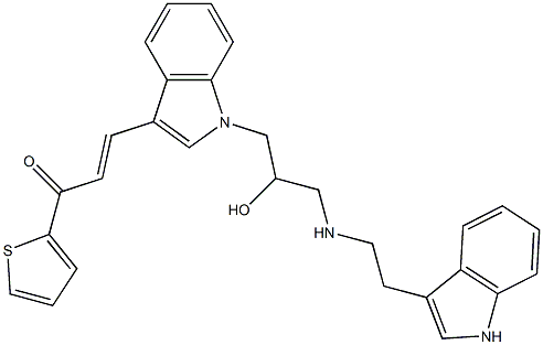 (E)-3-[1-(2-HYDROXY-3-{[2-(1H-INDOL-3-YL)ETHYL]AMINO}PROPYL)-1H-INDOL-3-YL]-1-(2-THIENYL)-2-PROPEN-1-ONE Struktur