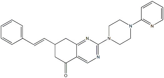 (E)-2-(4-(PYRIDIN-2-YL)PIPERAZIN-1-YL)-7-STYRYL-7,8-DIHYDROQUINAZOLIN-5(6H)-ONE Struktur