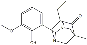 5-ETHYL-2-(2-HYDROXY-3-METHOXYPHENYL)-7-METHYL-1,3-DIAZATRICYCLO[3.3.1.1~3,7~]DECAN-6-ONE Struktur