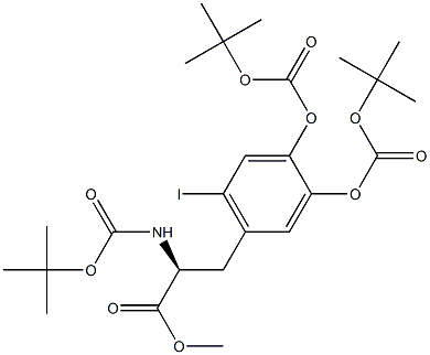 L-TYROSINE, 5-[[(1,1-DIMETHYLETHOXY)CARBONYL]OXY]-N-[(1,1-DIMETHYLETHOXY)CARBONYL]-2-IODO-, METHYL ESTER, 1,1-DIMETHYLETHYL CARBONATE Struktur