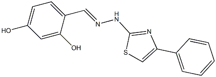 2,4-DIHYDROXYBENZALDEHYDE (4-PHENYL-1,3-THIAZOL-2-YL)HYDRAZONE Struktur