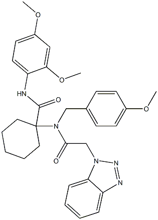 1-(2-(1H-BENZO[D][1,2,3]TRIAZOL-1-YL)-N-(4-METHOXYBENZYL)ACETAMIDO)-N-(2,4-DIMETHOXYPHENYL)CYCLOHEXANECARBOXAMIDE Struktur