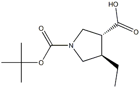 BOC-(+/-)-TRANS-4-ETHYL-PYRROLIDINE-3-CARBOXYLIC ACID Struktur