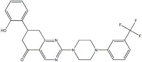 7-(2-HYDROXYPHENYL)-2-{4-[3-(TRIFLUOROMETHYL)PHENYL]-1-PIPERAZINYL}-7,8-DIHYDRO-5(6H)-QUINAZOLINONE Struktur