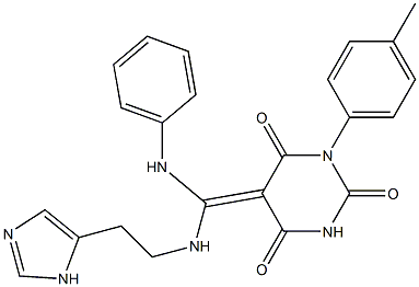 (5Z)-5-(ANILINO{[2-(1H-IMIDAZOL-5-YL)ETHYL]AMINO}METHYLENE)-1-(4-METHYLPHENYL)PYRIMIDINE-2,4,6(1H,3H,5H)-TRIONE Struktur