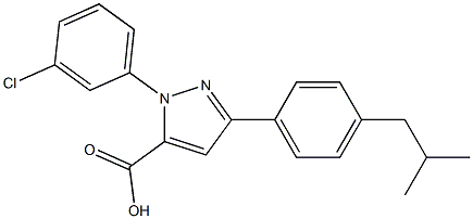 1-(3-CHLOROPHENYL)-3-(4-ISOBUTYLPHENYL)-1H-PYRAZOLE-5-CARBOXYLIC ACID Struktur