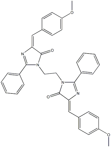 (E)-4-(4-METHOXYBENZYLIDENE)-1-(2-((Z)-4-(4-METHOXYBENZYLIDENE)-5-OXO-2-PHENYL-4,5-DIHYDROIMIDAZOL-1-YL)ETHYL)-2-PHENYL-1H-IMIDAZOL-5(4H)-ONE Struktur