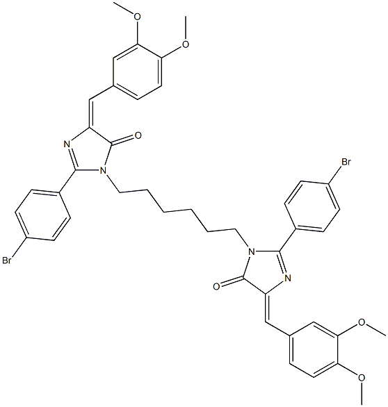 (Z)-2-(4-BROMOPHENYL)-1-(6-((E)-2-(4-BROMOPHENYL)-4-(3,4-DIMETHOXYBENZYLIDENE)-5-OXO-4,5-DIHYDROIMIDAZOL-1-YL)HEXYL)-4-(3,4-DIMETHOXYBENZYLIDENE)-1H-IMIDAZOL-5(4H)-ONE Struktur