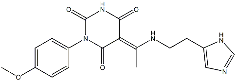 (5E)-5-(1-{[2-(1H-IMIDAZOL-5-YL)ETHYL]AMINO}ETHYLIDENE)-1-(4-METHOXYPHENYL)PYRIMIDINE-2,4,6(1H,3H,5H)-TRIONE Struktur