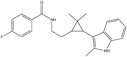 N-{2-[2,2-DIMETHYL-3-(2-METHYL-1H-INDOL-3-YL)CYCLOPROPYL]ETHYL}-4-FLUOROBENZAMIDE Struktur