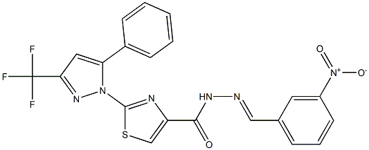 (E)-N'-(3-NITROBENZYLIDENE)-2-(5-PHENYL-3-(TRIFLUOROMETHYL)-1H-PYRAZOL-1-YL)THIAZOLE-4-CARBOHYDRAZIDE Struktur