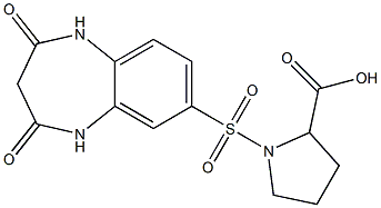 1-[(2,4-DIOXO-2,3,4,5-TETRAHYDRO-1H-1,5-BENZODIAZEPIN-7-YL)SULFONYL]PYRROLIDINE-2-CARBOXYLIC ACID Struktur