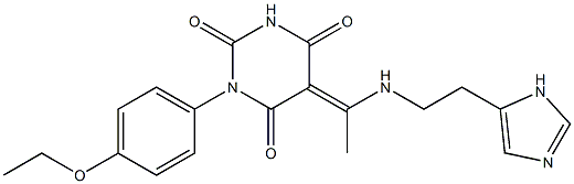 (5E)-1-(4-ETHOXYPHENYL)-5-(1-{[2-(1H-IMIDAZOL-5-YL)ETHYL]AMINO}ETHYLIDENE)PYRIMIDINE-2,4,6(1H,3H,5H)-TRIONE Struktur