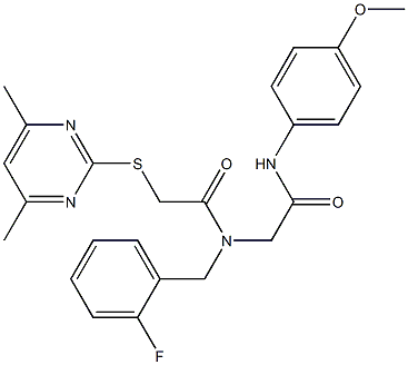 2-[(4,6-DIMETHYL-2-PYRIMIDINYL)SULFANYL]-N-(2-FLUOROBENZYL)-N-[2-(4-METHOXYANILINO)-2-OXOETHYL]ACETAMIDE Struktur