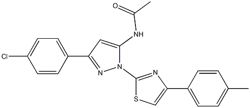 N-{3-(4-CHLOROPHENYL)-1-[4-(4-METHYLPHENYL)-1,3-THIAZOL-2-YL]-1H-PYRAZOL-5-YL}ACETAMIDE Struktur