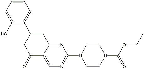 ETHYL 4-(7-(2-HYDROXYPHENYL)-5-OXO-5,6,7,8-TETRAHYDROQUINAZOLIN-2-YL)PIPERAZINE-1-CARBOXYLATE Struktur