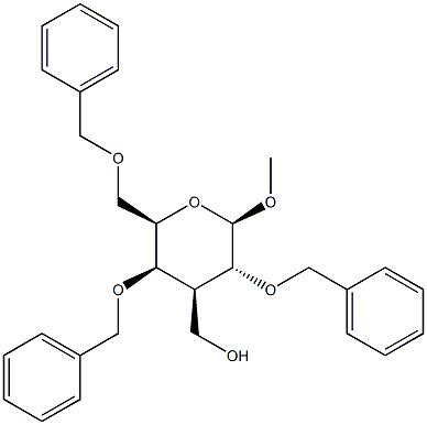 METHYL 2,4,6-TRI-O-BENZYL-3-(HYDROXYMETHYL)-3-DEOXY-BETA-D-GALACTOPYRANOSIDE Struktur