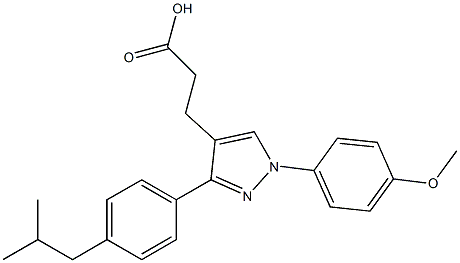 3-(3-(4-ISOBUTYLPHENYL)-1-(4-METHOXYPHENYL)-1H-PYRAZOL-4-YL)PROPANOIC ACID Struktur