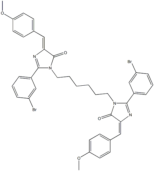 (Z)-2-(3-BROMOPHENYL)-1-(6-((E)-2-(3-BROMOPHENYL)-4-(4-METHOXYBENZYLIDENE)-5-OXO-4,5-DIHYDROIMIDAZOL-1-YL)HEXYL)-4-(4-METHOXYBENZYLIDENE)-1H-IMIDAZOL-5(4H)-ONE Struktur