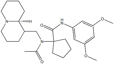 (S)-N-(3,5-DIMETHOXYPHENYL)-1-(N-((OCTAHYDRO-1H-QUINOLIZIN-1-YL)METHYL)ACETAMIDO)CYCLOPENTANECARBOXAMIDE Struktur