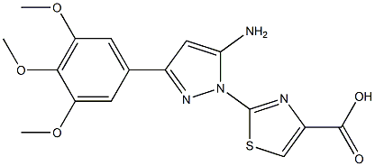 2-[5-AMINO-3-(3,4,5-TRIMETHOXYPHENYL)-1H-PYRAZOL-1-YL]-1,3-THIAZOLE-4-CARBOXYLIC ACID Struktur