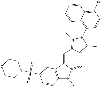 (Z)-3-((1-(4-BROMONAPHTHALEN-1-YL)-2,5-DIMETHYL-1H-PYRROL-3-YL)METHYLENE)-1-METHYL-5-(MORPHOLINOSULFONYL)INDOLIN-2-ONE Struktur