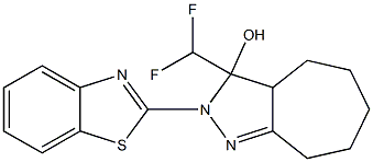 2-(1,3-BENZOTHIAZOL-2-YL)-3-(DIFLUOROMETHYL)-2,3,3A,4,5,6,7,8-OCTAHYDROCYCLOHEPTA[C]PYRAZOL-3-OL Struktur