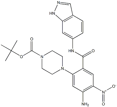 TERT-BUTYL 4-(2-(1H-INDAZOL-6-YLCARBAMOYL)-5-AMINO-4-NITROPHENYL)PIPERAZINE-1-CARBOXYLATE Struktur