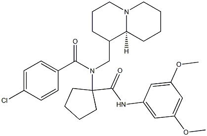 (S)-4-CHLORO-N-(1-(3,5-DIMETHOXYPHENYLCARBAMOYL)CYCLOPENTYL)-N-((OCTAHYDRO-1H-QUINOLIZIN-1-YL)METHYL)BENZAMIDE Struktur