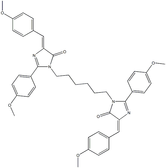 (Z)-4-(4-METHOXYBENZYLIDENE)-1-(6-((E)-4-(4-METHOXYBENZYLIDENE)-2-(4-METHOXYPHENYL)-5-OXO-4,5-DIHYDROIMIDAZOL-1-YL)HEXYL)-2-(4-METHOXYPHENYL)-1H-IMIDAZOL-5(4H)-ONE Struktur