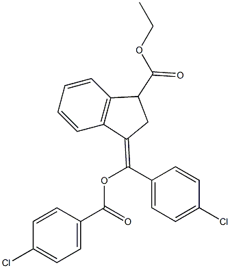 3-[1-(4-CHLORO-BENZOYLOXY)-1-(4-CHLORO-PHENYL)-METH-(Z)-YLIDENE]-INDAN-1-CARBOXYLIC ACID ETHYL ESTER Struktur