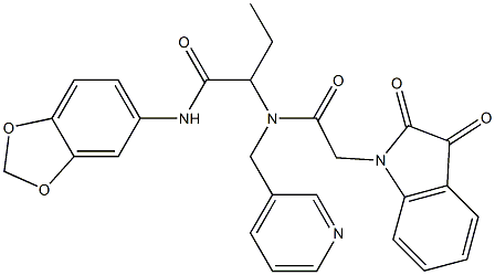 N-(BENZO[D][1,3]DIOXOL-5-YL)-2-(2-(2,3-DIOXOINDOLIN-1-YL)-N-(PYRIDIN-3-YLMETHYL)ACETAMIDO)BUTANAMIDE Struktur