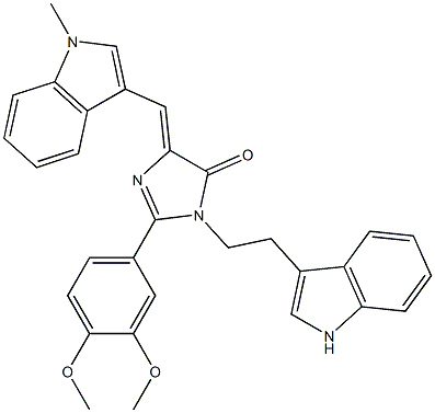 (Z)-1-(2-(1H-INDOL-3-YL)ETHYL)-2-(3,4-DIMETHOXYPHENYL)-4-((1-METHYL-1H-INDOL-3-YL)METHYLENE)-1H-IMIDAZOL-5(4H)-ONE Struktur