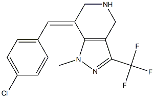 7-(E)-P-CHLOROBENZYLIDENE-4,5,6,7-TETRAHYDRO-1-METHYL-3-(TRIFLUOROMETHYL)PYRAZOLO-[4,3-C]-PYRIDINE Struktur