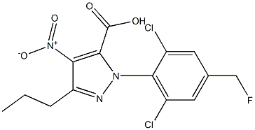 1-[2,6-DICHLORO-4-(FLUOROMETHYL)PHENYL]-3-PROPYL-4-NITRO-1H-PYRAZOLE-5-CARBOXYLIC ACID Struktur