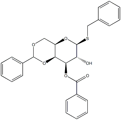 BENZYL 3-O-BENZOYL-4,6-O-BENZYLIDENE-1-THIO-BETA-D-GALACTOPYRANOSIDE Struktur