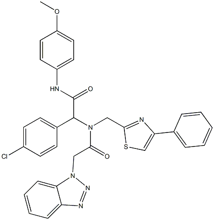 2-(2-(1H-BENZO[D][1,2,3]TRIAZOL-1-YL)-N-((4-PHENYLTHIAZOL-2-YL)METHYL)ACETAMIDO)-2-(4-CHLOROPHENYL)-N-(4-METHOXYPHENYL)ACETAMIDE Struktur