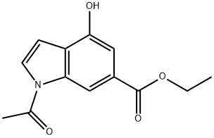 1-ACETYL-4-HYDROXY-6-INDOLE CARBOXYLIC ACID ETHYL ESTER Struktur