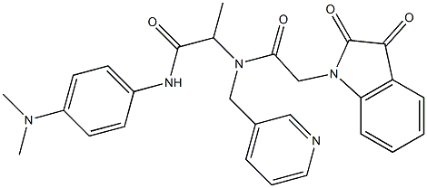 N-[4-(DIMETHYLAMINO)PHENYL]-2-[[2-(2,3-DIOXO-2,3-DIHYDRO-1H-INDOL-1-YL)ACETYL](3-PYRIDINYLMETHYL)AMINO]PROPANAMIDE Struktur