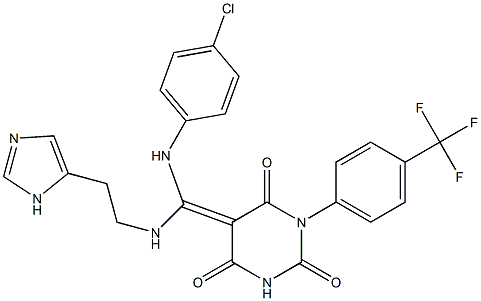 (Z)-5-((2-(1H-IMIDAZOL-5-YL)ETHYLAMINO)(4-CHLOROPHENYLAMINO)METHYLENE)-1-(4-(TRIFLUOROMETHYL)PHENYL)PYRIMIDINE-2,4,6(1H,3H,5H)-TRIONE Struktur