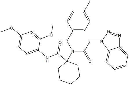 1-(2-(1H-BENZO[D][1,2,3]TRIAZOL-1-YL)-N-(4-METHYLBENZYL)ACETAMIDO)-N-(2,4-DIMETHOXYPHENYL)CYCLOHEXANECARBOXAMIDE Struktur