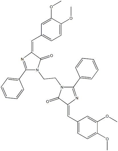 (E)-4-(3,4-DIMETHOXYBENZYLIDENE)-1-(2-((Z)-4-(3,4-DIMETHOXYBENZYLIDENE)-5-OXO-2-PHENYL-4,5-DIHYDROIMIDAZOL-1-YL)ETHYL)-2-PHENYL-1H-IMIDAZOL-5(4H)-ONE Struktur