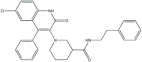 1-(6-CHLORO-2-OXO-4-PHENYL-1,2-DIHYDRO-3-QUINOLINYL)-N-PHENETHYL-3-PIPERIDINECARBOXAMIDE Struktur