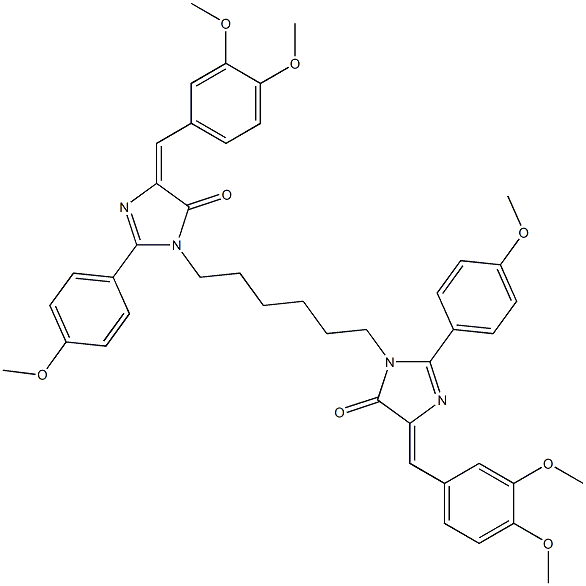 (Z)-4-(3,4-DIMETHOXYBENZYLIDENE)-1-(6-((E)-4-(3,4-DIMETHOXYBENZYLIDENE)-2-(4-METHOXYPHENYL)-5-OXO-4,5-DIHYDROIMIDAZOL-1-YL)HEXYL)-2-(4-METHOXYPHENYL)-1H-IMIDAZOL-5(4H)-ONE Struktur