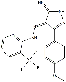 (4E)-5-IMINO-3-(4-METHOXYPHENYL)-1,5-DIHYDRO-4H-PYRAZOL-4-ONE [2-(TRIFLUOROMETHYL)PHENYL]HYDRAZONE Struktur