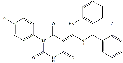 (Z)-1-(4-BROMOPHENYL)-5-((2-CHLOROBENZYLAMINO)(PHENYLAMINO)METHYLENE)PYRIMIDINE-2,4,6(1H,3H,5H)-TRIONE Struktur