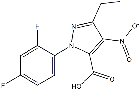 1-(2,4-DIFLUOROPHENYL)-3-ETHYL-4-NITRO-1H-PYRAZOLE-5-CARBOXYLIC ACID Struktur