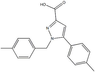 1-(4-METHYLBENZYL)-5-P-TOLYL-1H-PYRAZOLE-3-CARBOXYLIC ACID Struktur