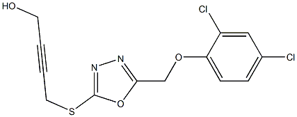 4-((5-[(2,4-DICHLOROPHENOXY)METHYL]-1,3,4-OXADIAZOL-2-YL)THIO)BUT-2-YN-1-OL Struktur