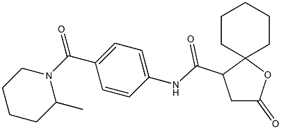 N-{4-[(2-METHYL-1-PIPERIDINYL)CARBONYL]PHENYL}-2-OXO-1-OXASPIRO[4.5]DECANE-4-CARBOXAMIDE Struktur